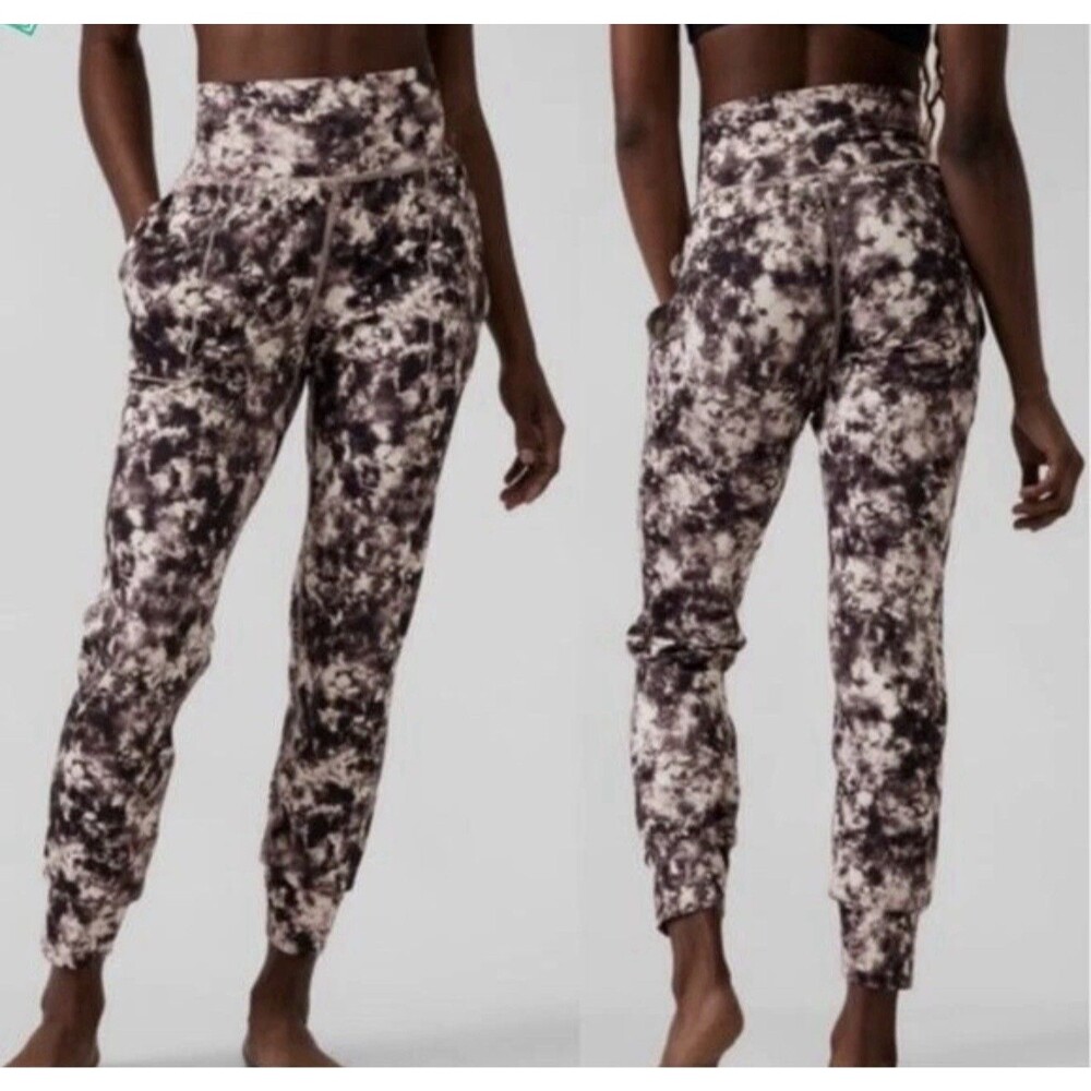 ATHLETA Salutation Printed Jogger pants tiedye black Brown white sz 2XL S657681
